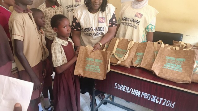CHI-ED Presenting general gifts to the students Saint James Middle School, Ayetoro Osogbo.